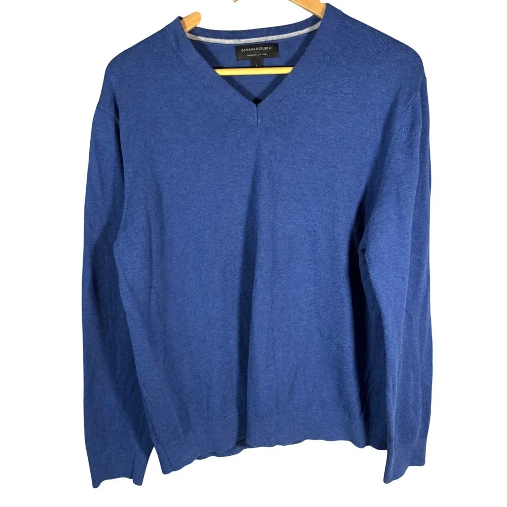 Banana Republic‎ Premium Luxe Yarn V Neck Sweater Blue Mens Size Large